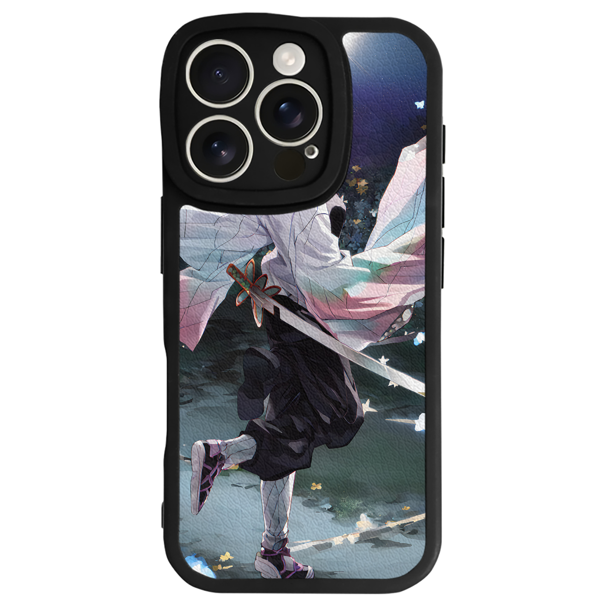 （画像用） 鬼滅の刃（きめつのやいば）蟲柱-胡蝶 しのぶ／こちょう しのぶ Kochou Shinobu 【iPhone 16シリーズ対応】シリコンスマホケース（レザー調） 材質：シリコン
